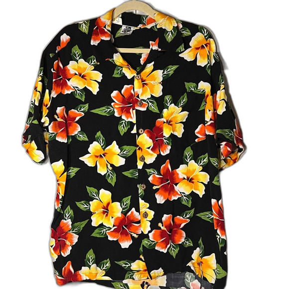 Pennington Ltd Vintage Hawaiian  button front shirt Hula girl on back size xl - Picture 1 of 3